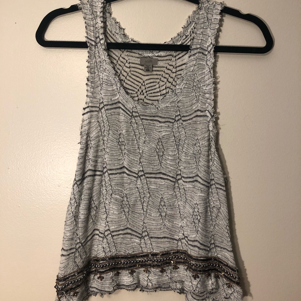 Ecoté Size XS White Beaded Tank Top